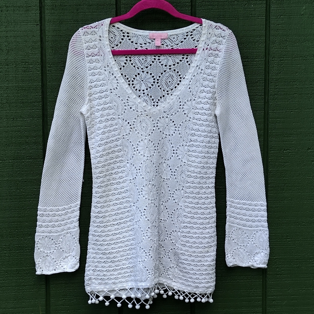 LAST CHANCE Lilly Pulitzer White Crochet Knit Top